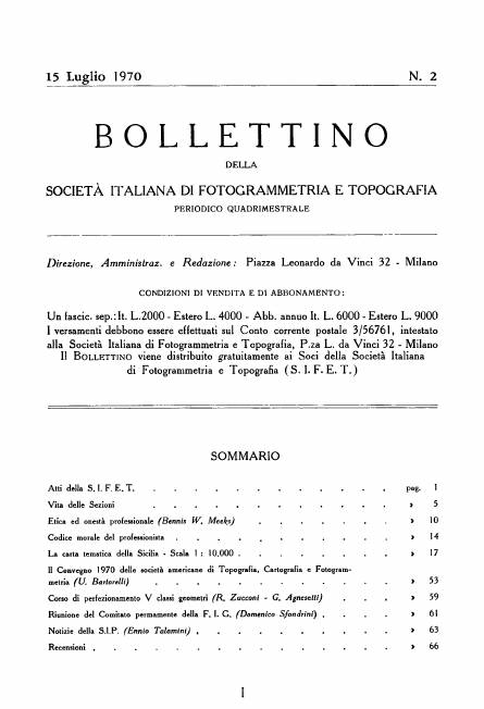 Copertina articolo #6 Bollettino SIFET ANNO: 1970 n.2